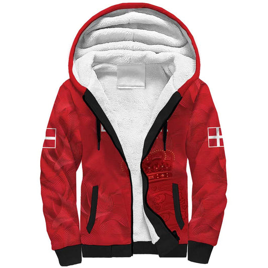 Custom Denmark Football With Coat of Arm Sherpa Hoodie