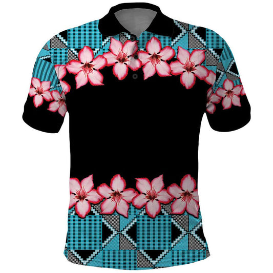 African Adenium Multiflorum Flowers with Kente Style Polo Shirt
