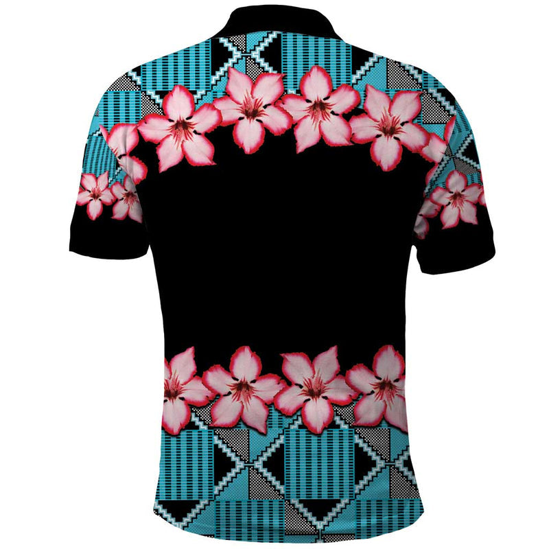 African Adenium Multiflorum Flowers with Kente Style Polo Shirt