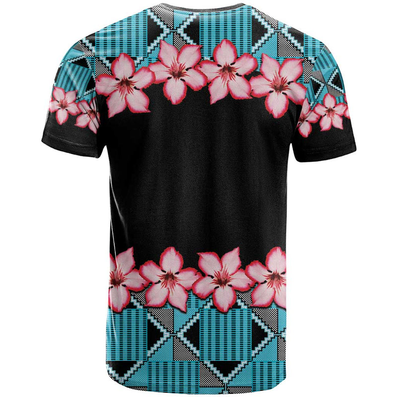 African Adenium Multiflorum Flowers with Kente Style T Shirt