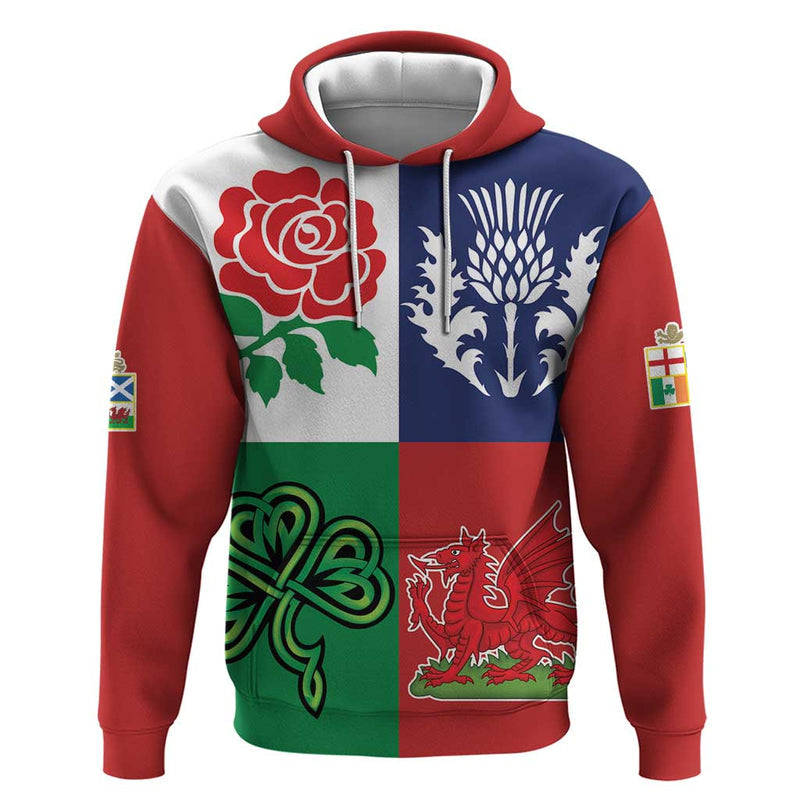 Custom British Lions Combination of England Irish Scottish Welsh Hoodie