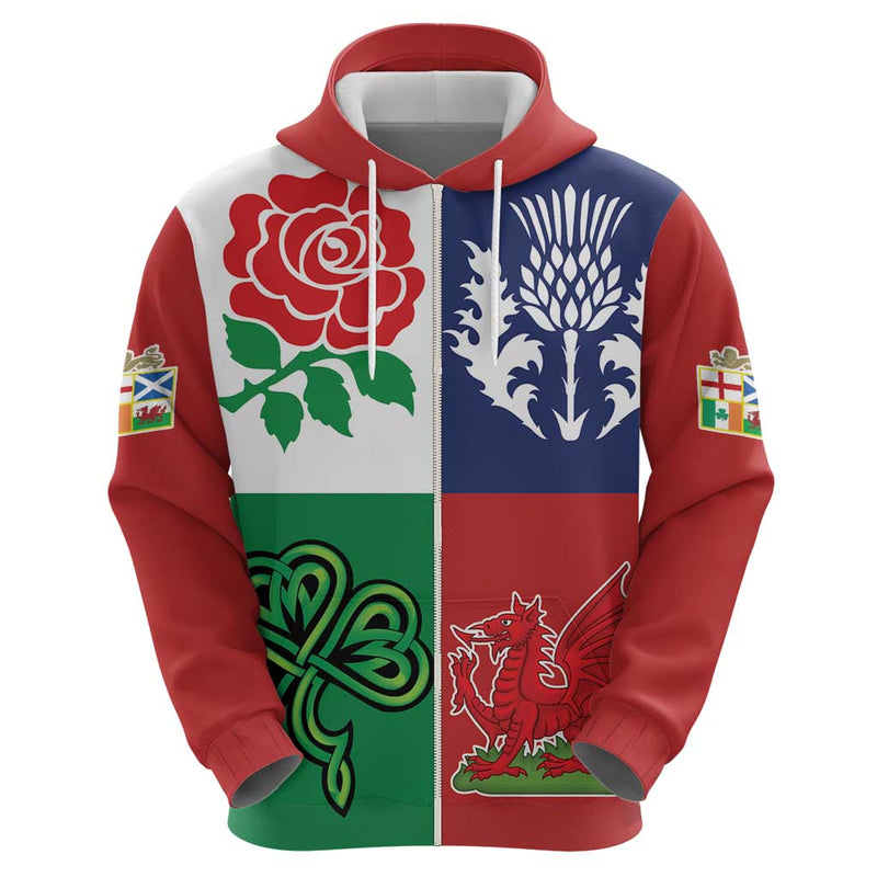 Custom British Lions Combination of England Irish Scottish Welsh Hoodie