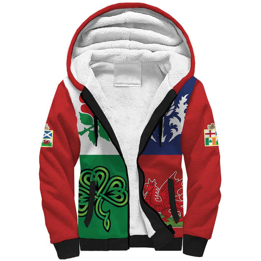 Custom British Lions Combination of England Irish Scottish Welsh Sherpa Hoodie