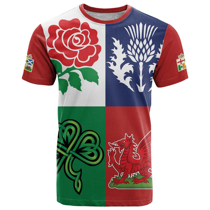 Custom British Lions Combination of England Irish Scottish Welsh T Shirt