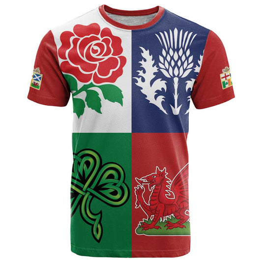 Custom British Lions Combination of England Irish Scottish Welsh T Shirt