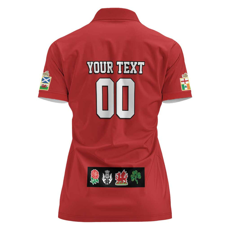 Custom British Lions Combination of England Irish Scottish Welsh Women Polo Shirt
