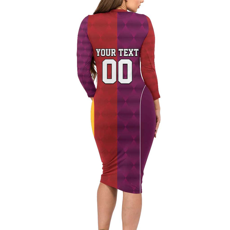 Custom British Lions Australia Queensland Sporty Style Long Sleeve Bodycon Dress