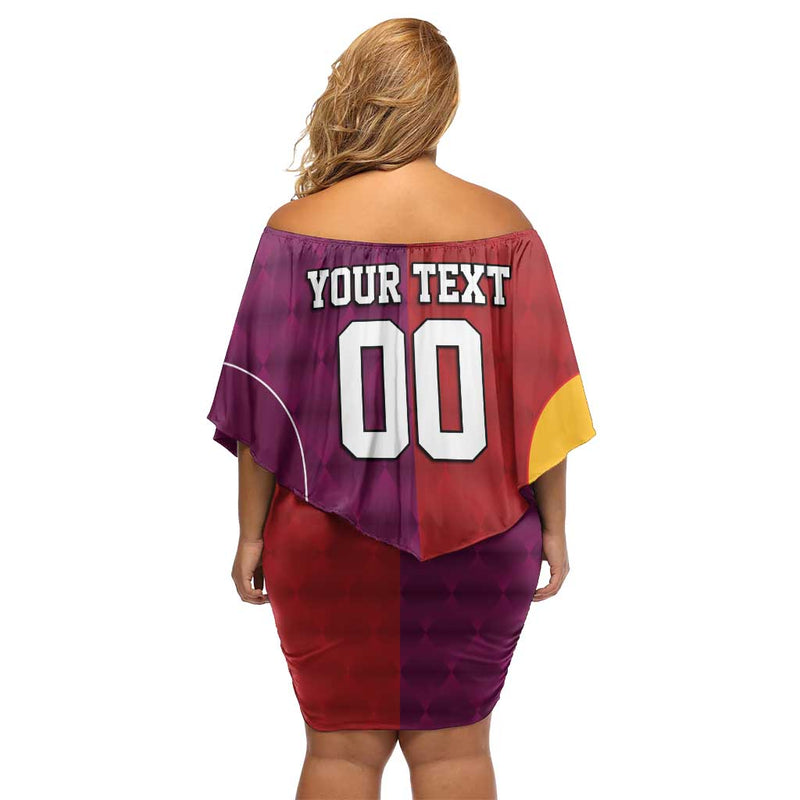 Custom British Lions Australia Queensland Sporty Style Off Shoulder Short Dress
