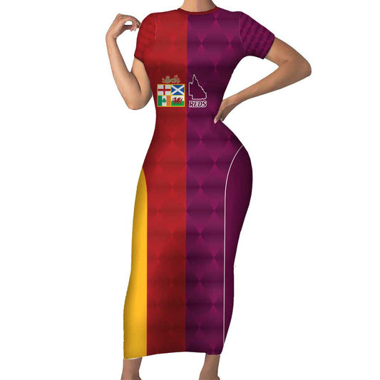 Custom British Lions Australia Queensland Sporty Style Short Sleeve Bodycon Dress