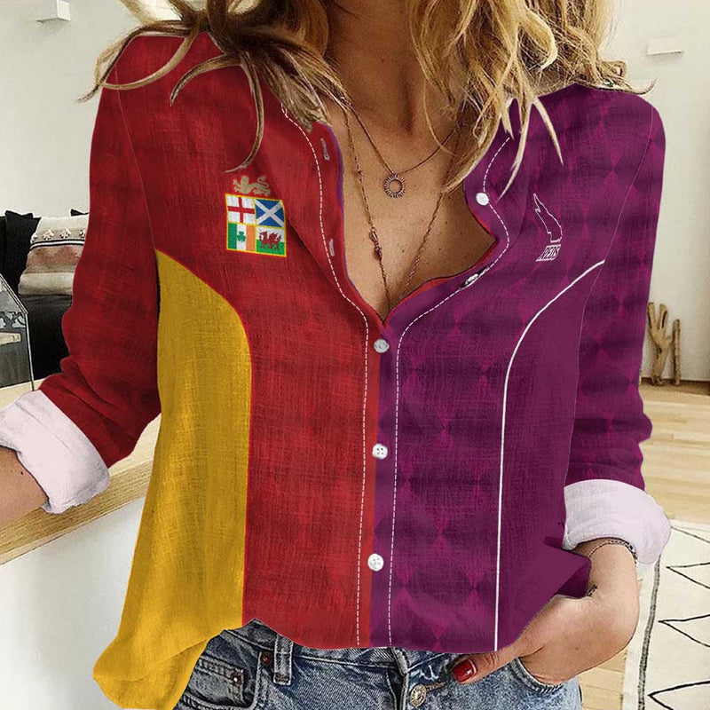 Custom British Lions Australia Queensland Sporty Style Women Casual Shirt