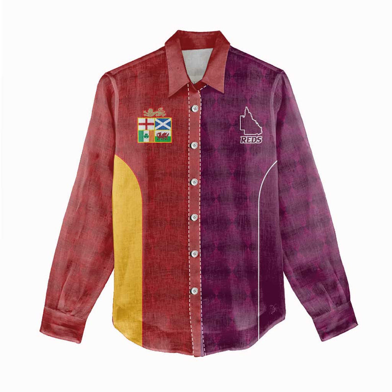 Custom British Lions Australia Queensland Sporty Style Women Casual Shirt