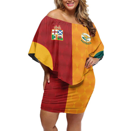 Custom British Lions Australia Wallabies Sporty Style Off Shoulder Short Dress