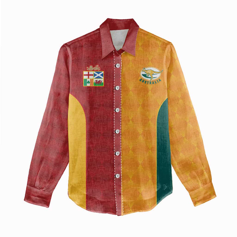 Custom British Lions Australia Wallabies Sporty Style Women Casual Shirt