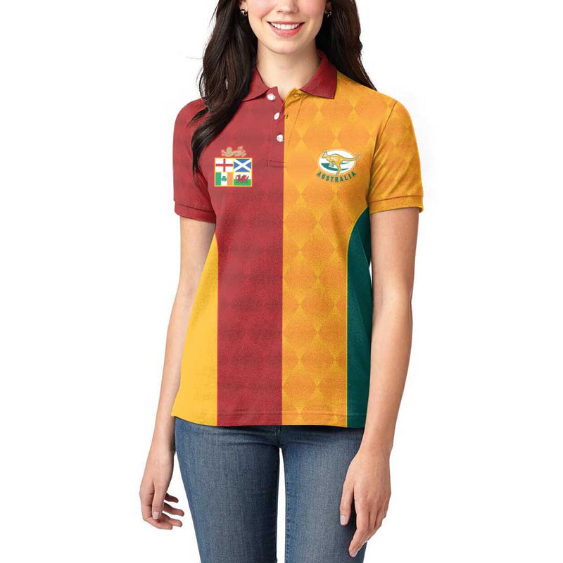 Custom British Lions Australia Wallabies Sporty Style Women Polo Shirt