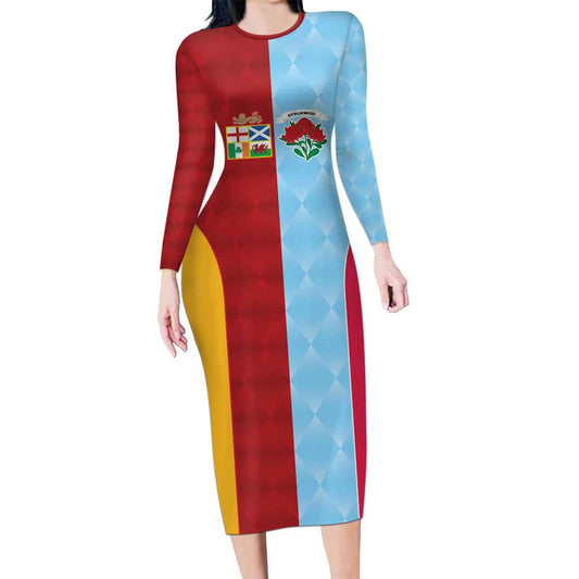 Custom British Lions Australia Waratahs Sporty Style Long Sleeve Bodycon Dress