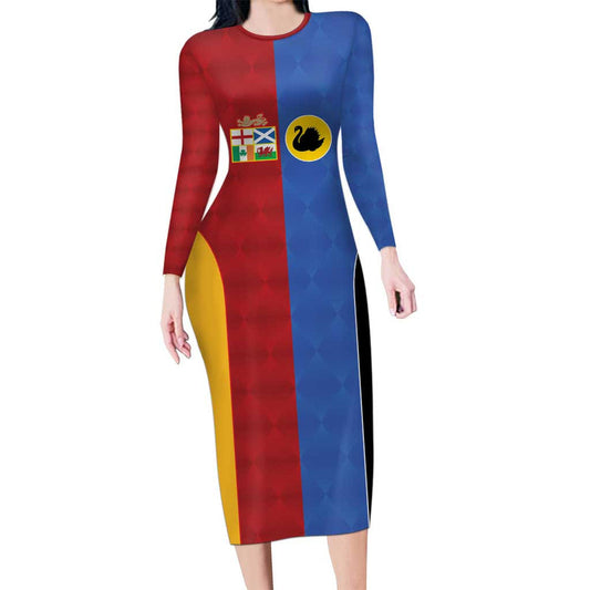 Custom British Lions Australia Western Force Sporty Style Long Sleeve Bodycon Dress