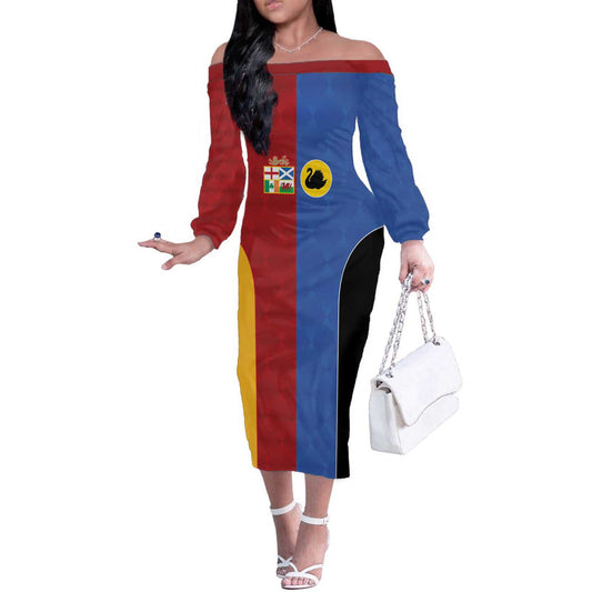 Custom British Lions Australia Western Force Sporty Style Off The Shoulder Long Sleeve Dress