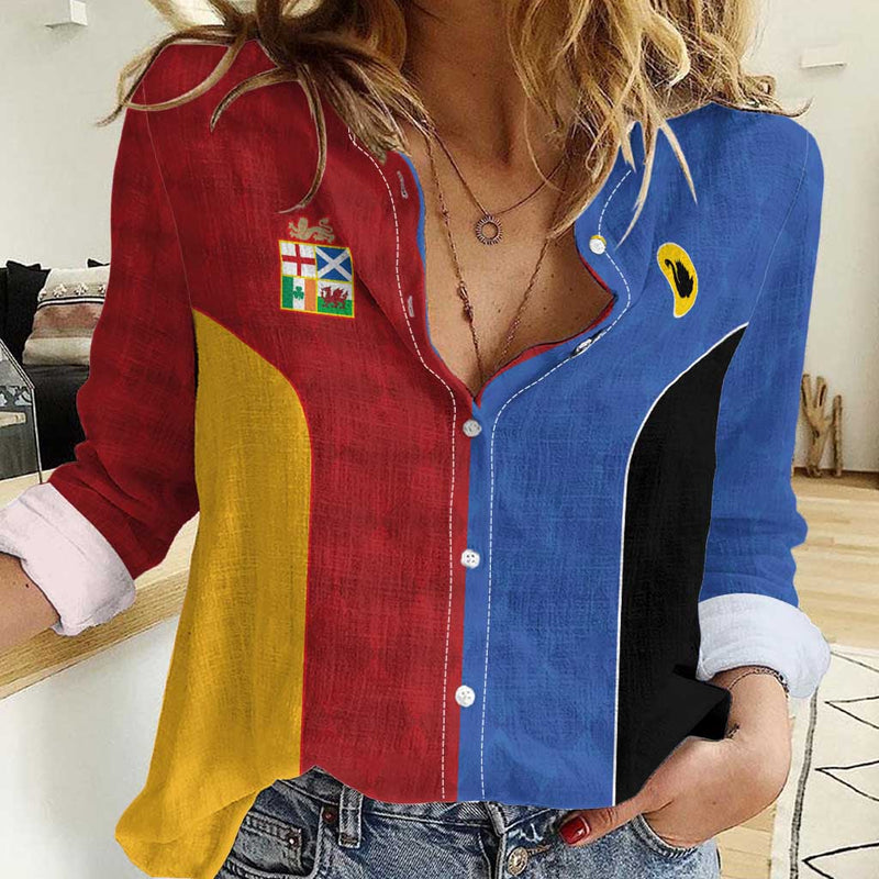 Custom British Lions Australia Western Force Sporty Style Women Casual Shirt