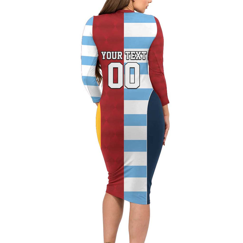Custom British Lions-argentina Sporty Style Long Sleeve Bodycon Dress