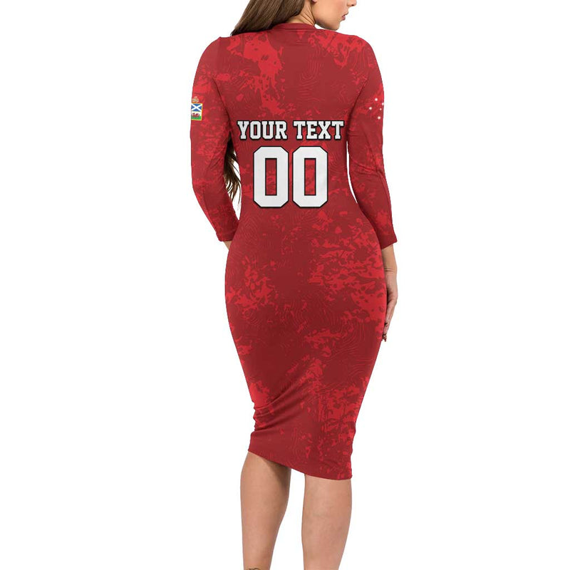 Custom British Lions-aunz Australia-new Zealand Indigenous Motif Long Sleeve Bodycon Dress