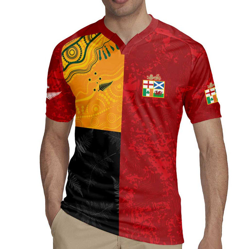 Custom British Lions-aunz Australia-new Zealand Indigenous Motif Rugby Jersey