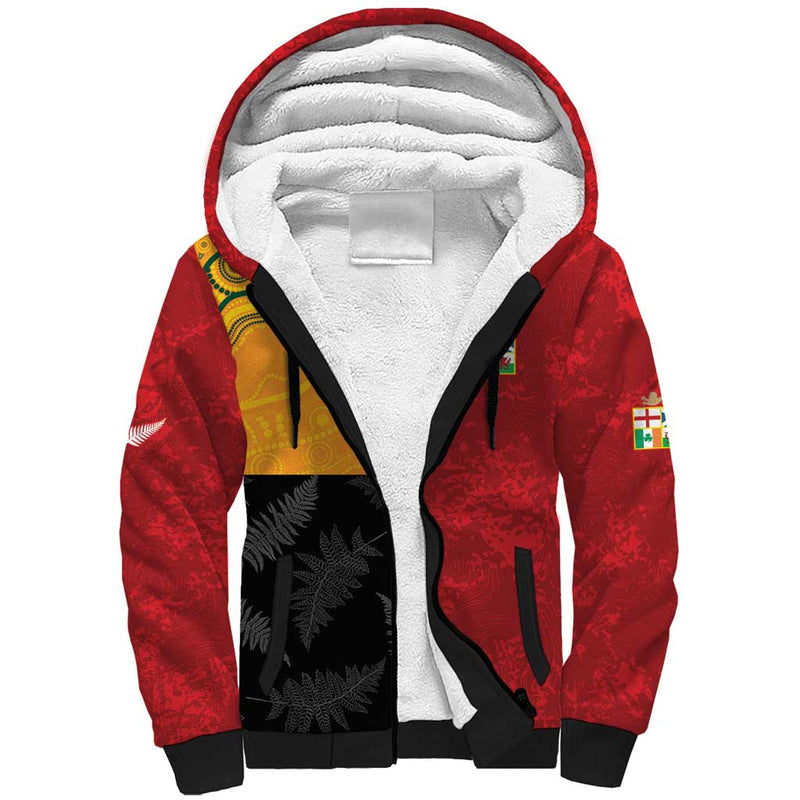 Custom British Lions-AUNZ Australia-New Zealand Indigenous Motif Sherpa Hoodie