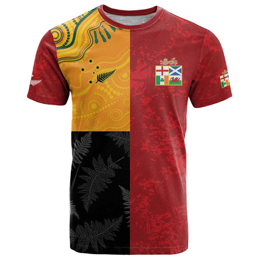 Custom British Lions-AUNZ Australia-New Zealand Indigenous Motif T Shirt