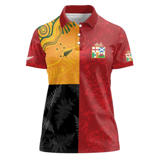 Custom British Lions-AUNZ Australia-New Zealand Indigenous Motif Women Polo Shirt