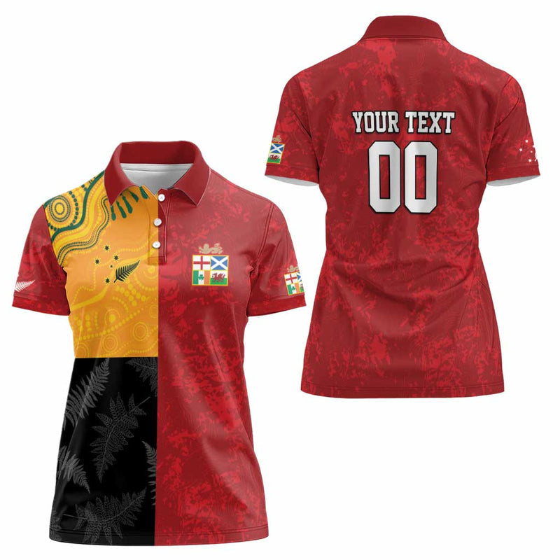 Custom British Lions-AUNZ Australia-New Zealand Indigenous Motif Women Polo Shirt