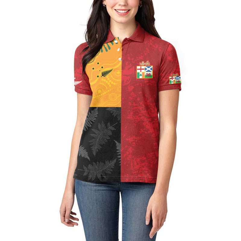 Custom British Lions-AUNZ Australia-New Zealand Indigenous Motif Women Polo Shirt