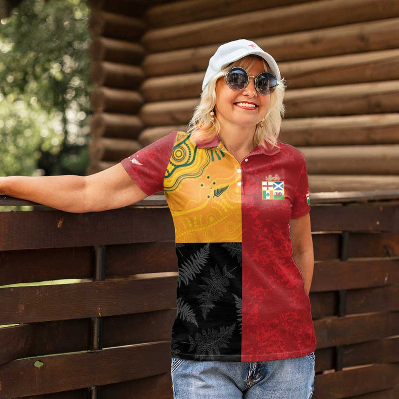 Custom British Lions-AUNZ Australia-New Zealand Indigenous Motif Women Polo Shirt