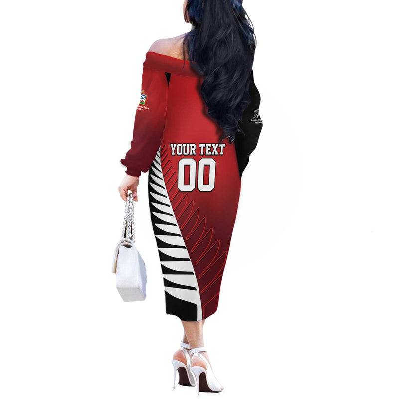 Custom British Lions New Zealand Half Black Fern Off The Shoulder Long Sleeve Dress