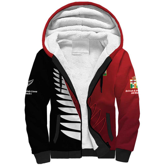 Custom British Lions New Zealand Half Black Fern Sherpa Hoodie