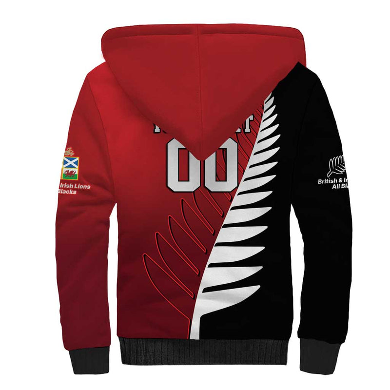 Custom British Lions New Zealand Half Black Fern Sherpa Hoodie