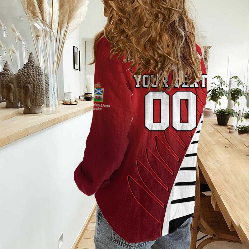 Custom British Lions New Zealand Half Black Fern Women Casual Shirt