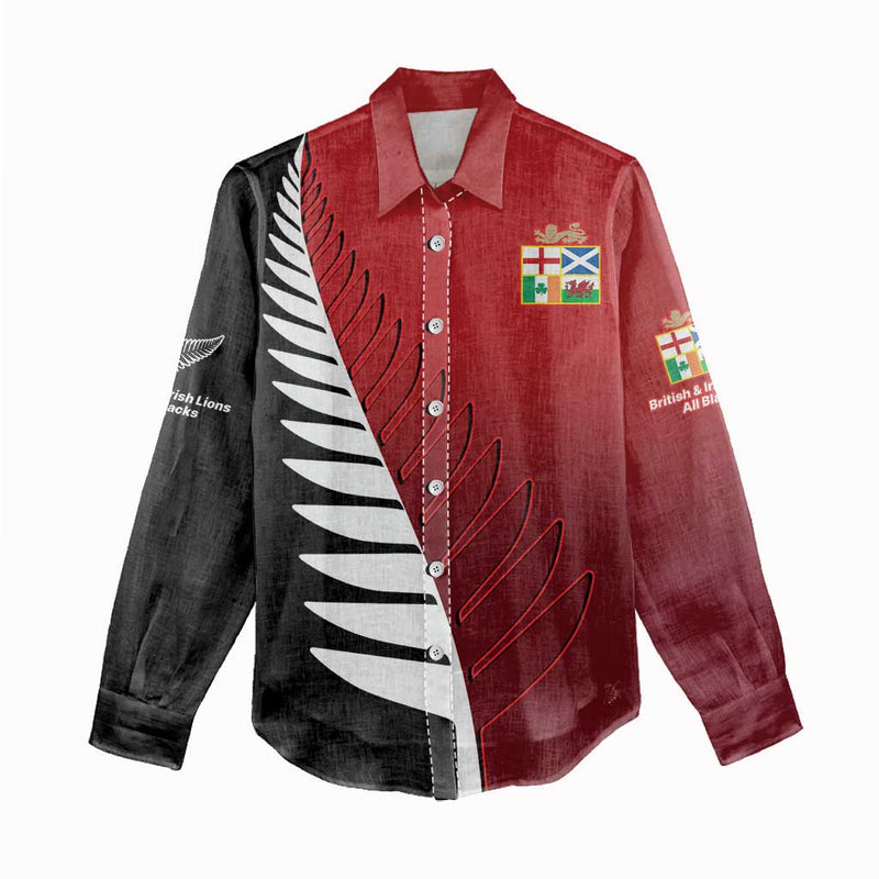Custom British Lions New Zealand Half Black Fern Women Casual Shirt