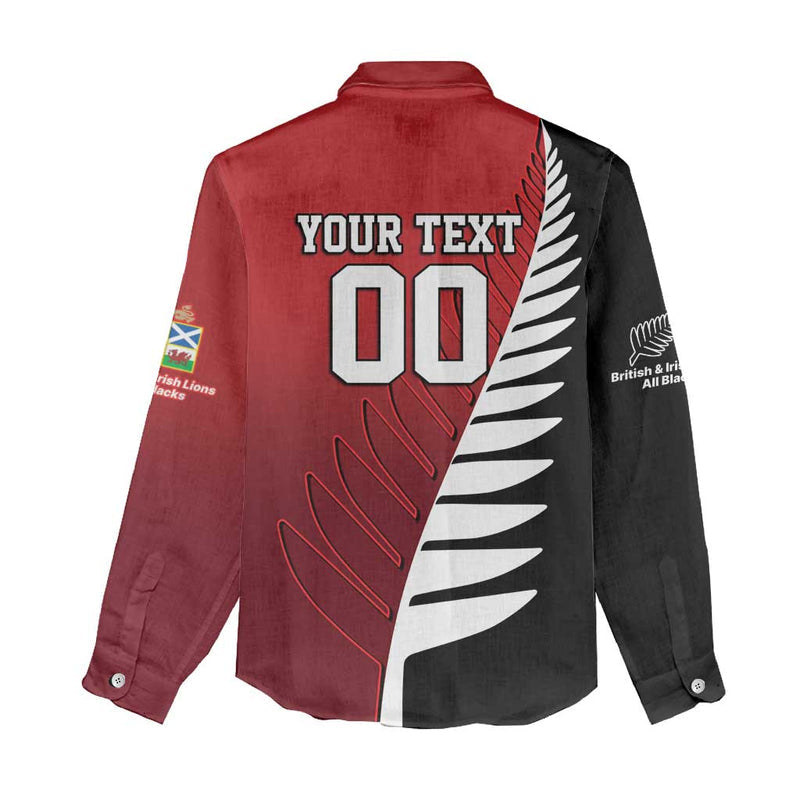 Custom British Lions New Zealand Half Black Fern Women Casual Shirt