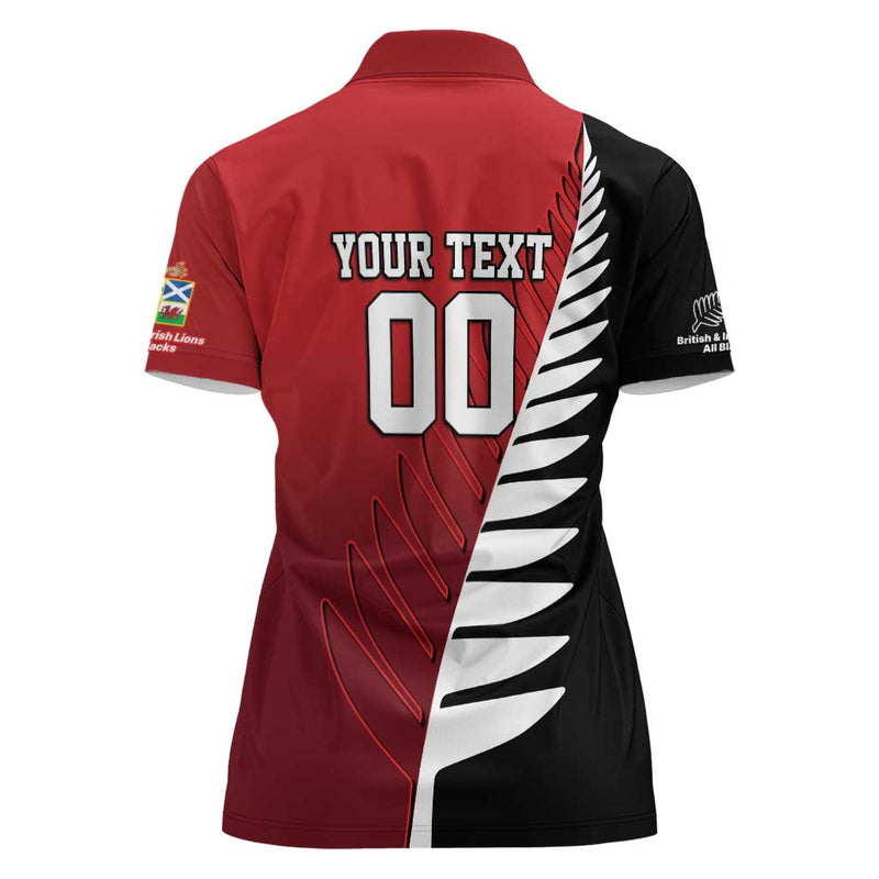 Custom British Lions New Zealand Half Black Fern Women Polo Shirt