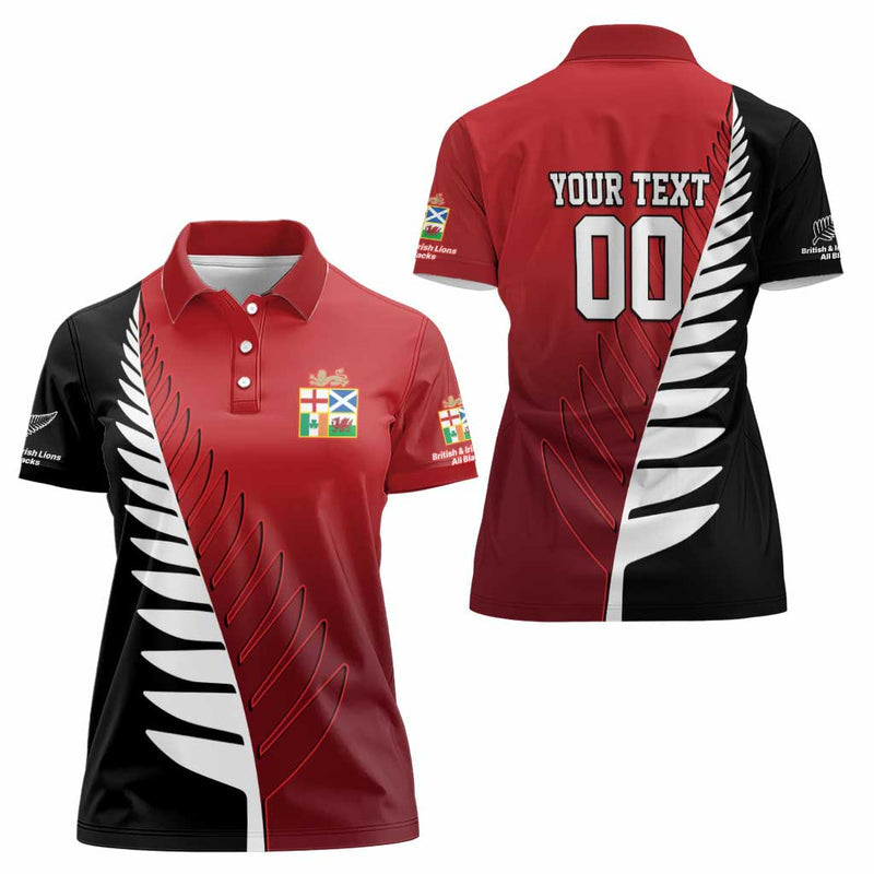 Custom British Lions New Zealand Half Black Fern Women Polo Shirt