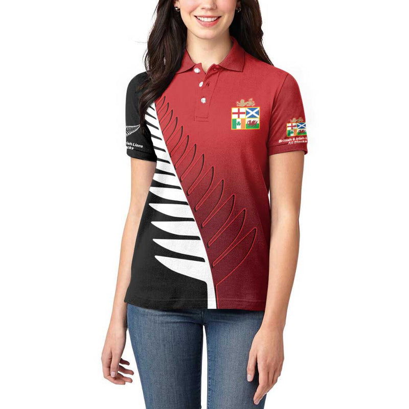 Custom British Lions New Zealand Half Black Fern Women Polo Shirt