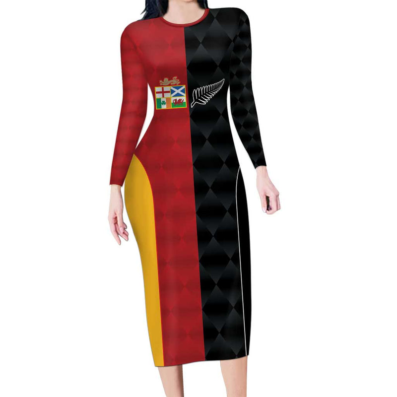 Custom British Lions New Zealand Sporty Style Long Sleeve Bodycon Dress