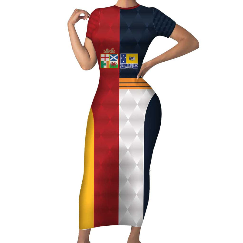 Custom British Lions Australia Act Sporty Style Short Sleeve Bodycon Dress