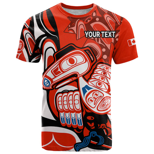 Custom Canada Haida Classic Haida Stylized Raven in red T Shirt