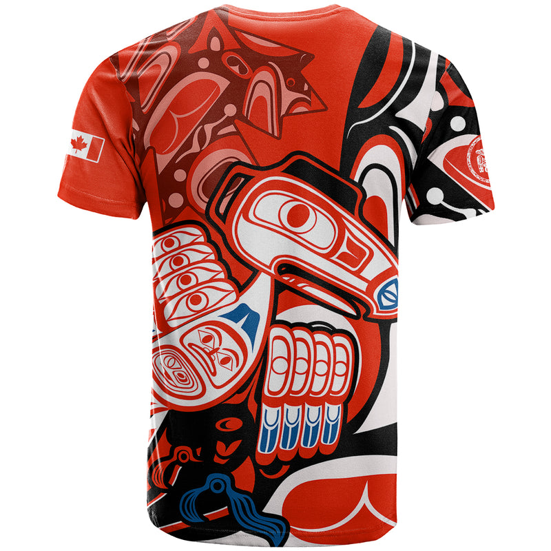 Custom Canada Haida Classic Haida Stylized Raven in red T Shirt