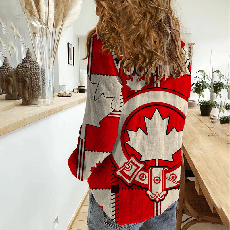 (Custom Personalised) Canada Tartan Day Canada Maple Leaf Journee du Tartan Women Casual Shirt