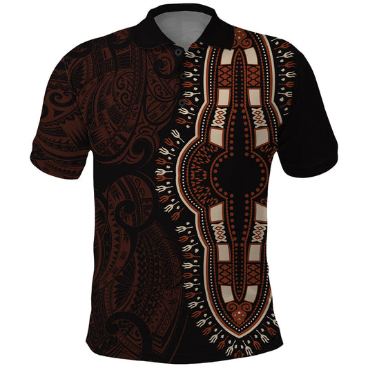 Africa Dashiki African Tribal Art Mixed Polynesian Tattoo Red Color Unique Polo Shirt