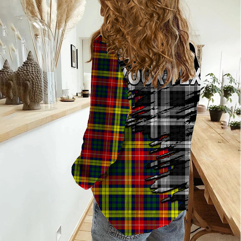 (Custom Personalised) Scottish Tartan Scotland Modern Crest Tartan Women Casual Shirt