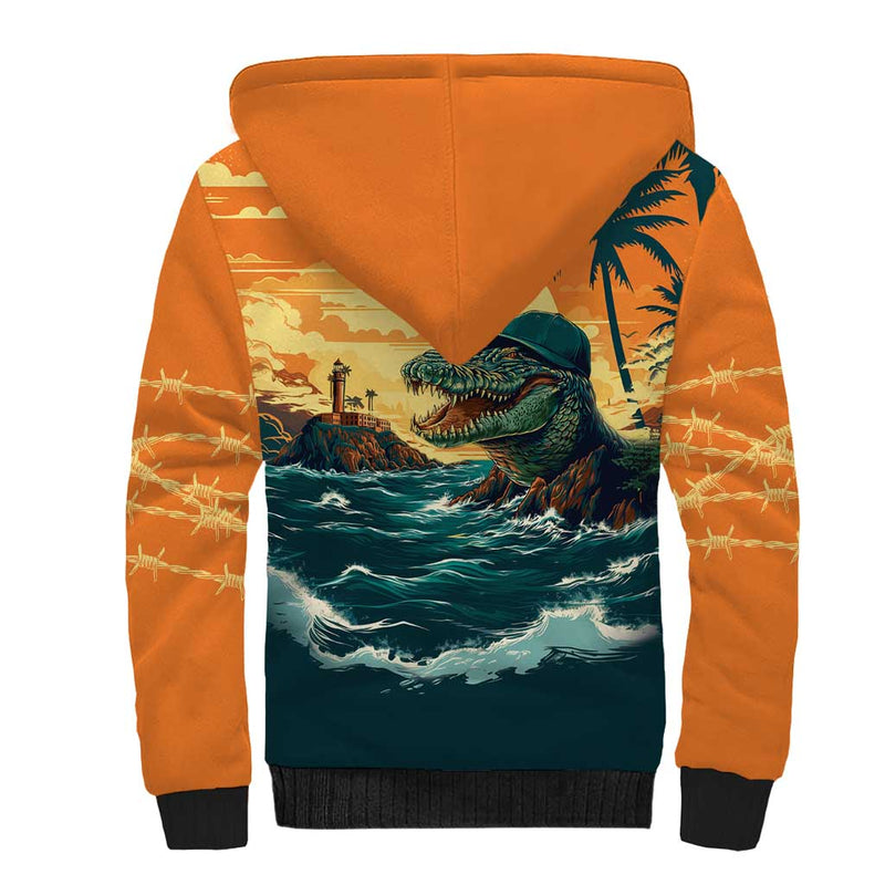 Everglades Alligator Alcatraz Vintage Sherpa Hoodie