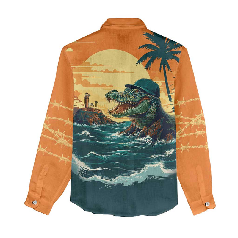 Everglades Alligator Alcatraz Vintage Women Casual Shirt