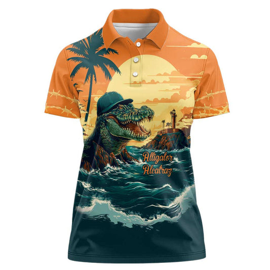 Everglades Alligator Alcatraz Vintage Women Polo Shirt